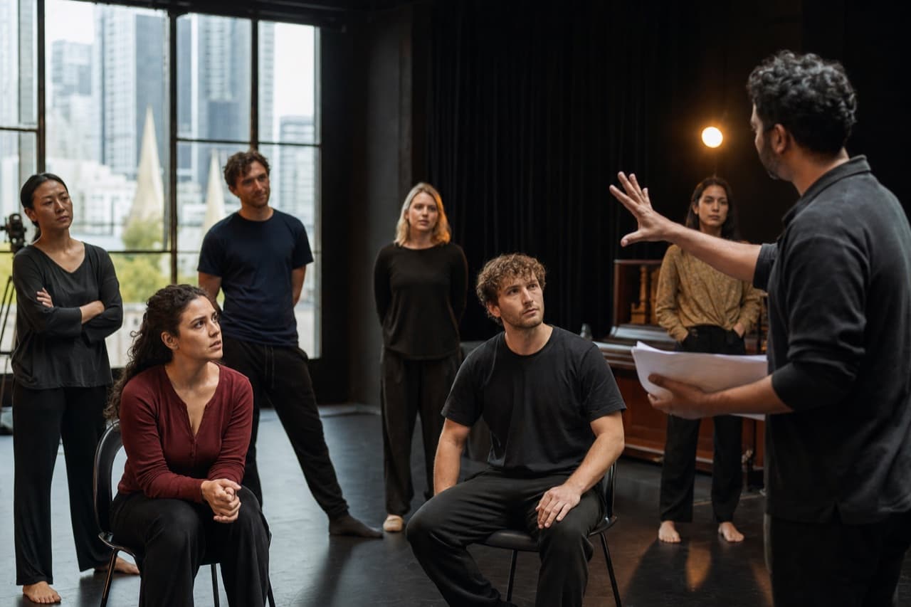 Professional performers taking part in an acting workshop